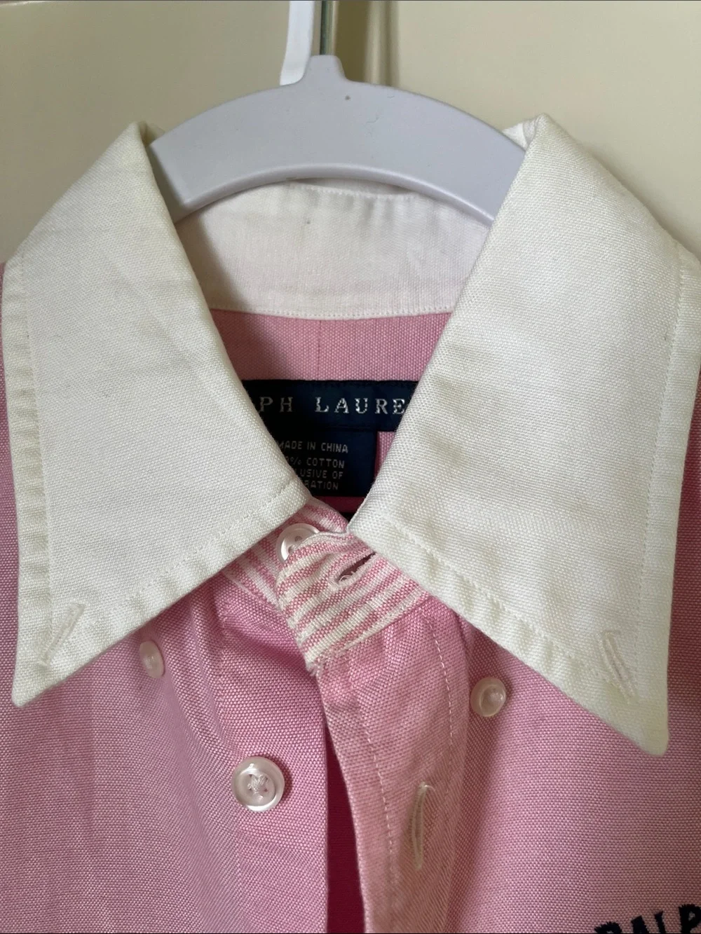 Ralph Lauren Pink Button-Down Shirt White Collar Cotton Embroidered Size 6 - Picture 4 of 9